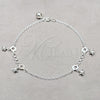 Sterling Silver Charm Anklet , Star Design, Polished, Silver Finish, 03.409.0061.10 (01 MM Thickness, 10 Inches Length)