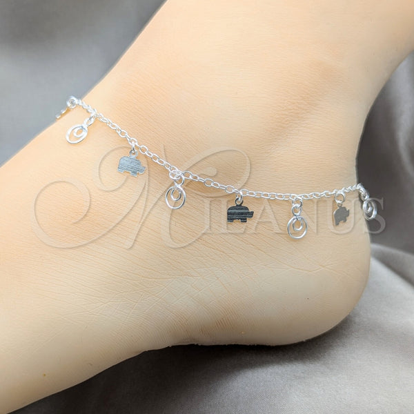 Sterling Silver Anklet — Charm Anklet Elephant Design Polished 03. 01 MM — alternate product view — SKU 157921 | Plata 925 tobillera — Charm Anklet Elephant diseño pulido 03. 01 MM — SKU 157921