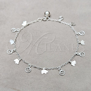 Sterling Silver Anklet — Charm Anklet Elephant Design Polished 03. 01 MM — main product view — SKU 157921 | Plata 925 tobillera — Charm Anklet Elephant diseño pulido 03. 01 MM — SKU 157921