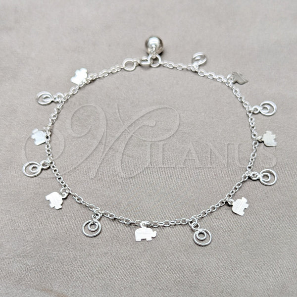 Sterling Silver Anklet — Charm Anklet Elephant Design Polished 03. 01 MM — main product view — SKU 157921 | Plata 925 tobillera — Charm Anklet Elephant diseño pulido 03. 01 MM — SKU 157921