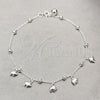 Sterling Silver Charm Anklet , Elephant and Ball Design, Polished, Silver Finish, 03.409.0063.10 (01 MM Thickness, 10 Inches Length)