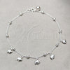 Sterling Silver Charm Anklet , Elephant and Ball Design, Polished, Silver Finish, 03.409.0063.10 (01 MM Thickness, 10 Inches Length)