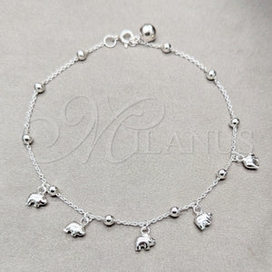 Sterling Silver Anklet — Charm Anklet Elephant and Ball Design Polished 03. — main product view — SKU 157922 | Plata 925 tobillera — Charm Anklet Elephant and Ball diseño pulido 03. — SKU 157922