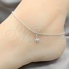 Sterling Silver Charm Anklet , Star Design, Polished, Silver Finish, 03.409.0064.10 (01 MM Thickness, 10 Inches Length)
