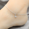 Sterling Silver Charm Anklet , Star Design, Polished, Silver Finish, 03.409.0064.10 (01 MM Thickness, 10 Inches Length)
