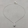 Sterling Silver Charm Anklet , Star Design, Polished, Silver Finish, 03.409.0064.10 (01 MM Thickness, 10 Inches Length)