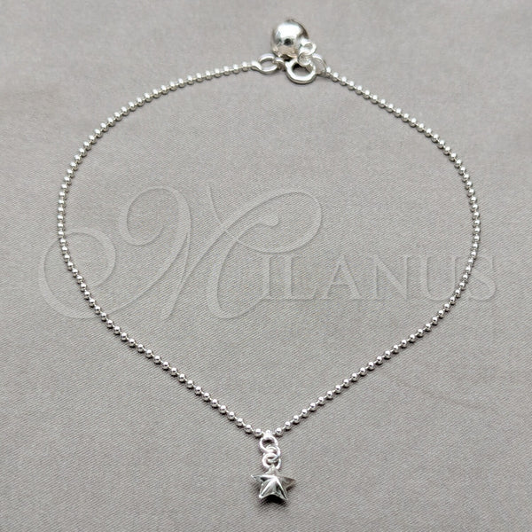 Sterling Silver Anklet — Charm Anklet Star Design Polished 03. 01 MM — main product view — SKU 157923 | Plata 925 tobillera — Charm Anklet estrella diseño pulido 03. 01 MM — SKU 157923