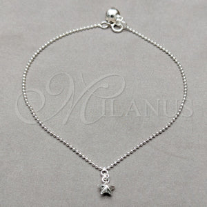 Sterling Silver Anklet — Charm Anklet Star Design Polished 03. 01 MM — main product view — SKU 157923 | Plata 925 tobillera — Charm Anklet estrella diseño pulido 03. 01 MM — SKU 157923