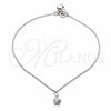 Sterling Silver Charm Anklet , Star Design, Polished, Silver Finish, 03.409.0064.10 (01 MM Thickness, 10 Inches Length)
