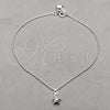 Sterling Silver Charm Anklet , Star Design, Polished, Silver Finish, 03.409.0064.10 (01 MM Thickness, 10 Inches Length)
