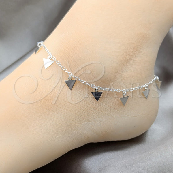 Sterling Silver Anklet — Charm Anklet Polished 03. 01 MM Thickness 10 — alternate product view — SKU 157924 | Plata 925 tobillera — Charm Anklet pulido 03. 01 MM Thickness 10 — SKU 157924