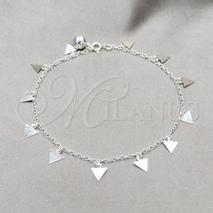 Sterling Silver Anklet — Charm Anklet Polished 03. 01 MM Thickness 10 — main product view — SKU 157924 | Plata 925 tobillera — Charm Anklet pulido 03. 01 MM Thickness 10 — SKU 157924