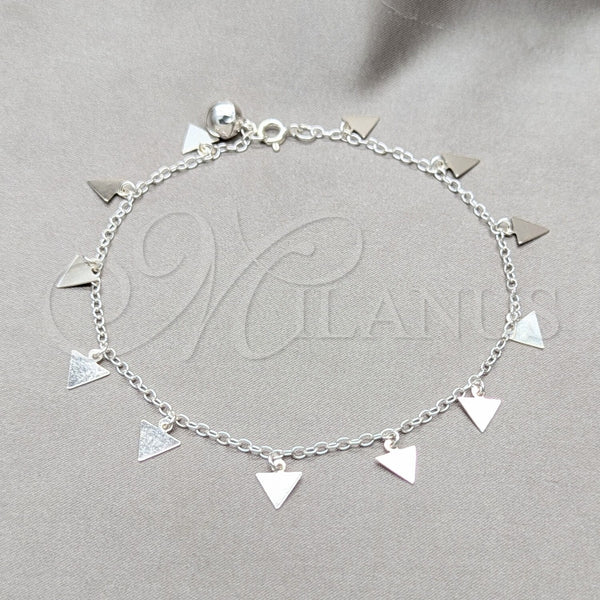 Sterling Silver Anklet — Charm Anklet Polished 03. 01 MM Thickness 10 — main product view — SKU 157924 | Plata 925 tobillera — Charm Anklet pulido 03. 01 MM Thickness 10 — SKU 157924