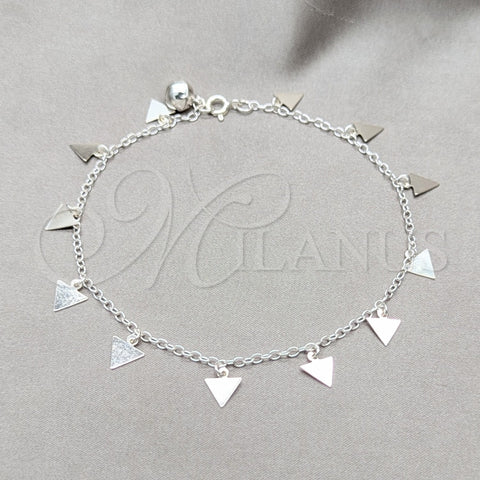 Sterling Silver Charm Anklet , Polished, Silver Finish, 03.409.0065.10 (01 MM Thickness, 10 Inches Length)