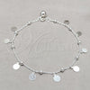 Sterling Silver Charm Anklet , Rolo Design, Polished, Silver Finish, 03.409.0066.10 (01 MM Thickness, 10 Inches Length)