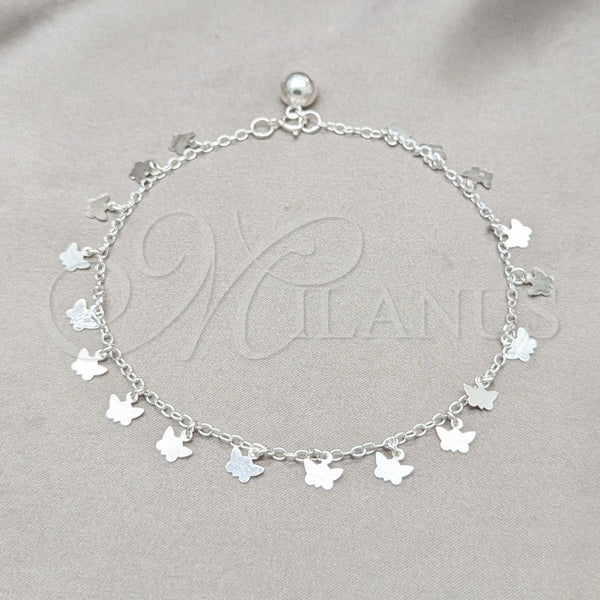 Sterling Silver Anklet — Charm Anklet Butterfly Design Polished 03. 01 MM — main product view — SKU 157926 | Plata 925 tobillera — Charm Anklet mariposa diseño pulido 03. 01 MM — SKU 157926