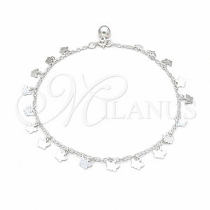 Sterling Silver Anklet — Charm Anklet Butterfly Design Polished 03. 01 MM — main product view — SKU 157926 | Plata 925 tobillera — Charm Anklet mariposa diseño pulido 03. 01 MM — SKU 157926