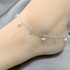 Sterling Silver Charm Anklet , Heart and Ball Design, Polished, Silver Finish, 03.409.0068.10 (01 MM Thickness, 10 Inches Length)
