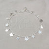 Sterling Silver Charm Anklet , Star and Butterfly Design, Polished, Silver Finish, 03.409.0069.10 (01 MM Thickness, 10 Inches Length)