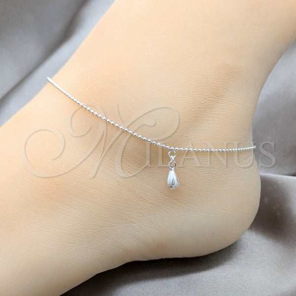 Sterling Silver Anklet — Charm Anklet Teardrop and Ball Design Polished 03. — alternate product view — SKU 157929 | Plata 925 tobillera — Charm Anklet Teardrop and Ball diseño pulido 03. — SKU 157929