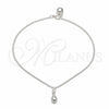 Sterling Silver Charm Anklet , Teardrop and Ball Design, Polished, Silver Finish, 03.409.0070.10 (01 MM Thickness, 10 Inches Length)