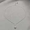 Sterling Silver Charm Anklet , Teardrop and Ball Design, Polished, Silver Finish, 03.409.0070.10 (01 MM Thickness, 10 Inches Length)