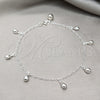 Sterling Silver Charm Anklet , Teardrop Design, Polished, Silver Finish, 03.409.0071.10 (01 MM Thickness, 10 Inches Length)