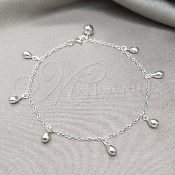 Sterling Silver Anklet — Charm Anklet Teardrop Design Polished 03. 01 MM — main product view — SKU 157930 | Plata 925 tobillera — Charm Anklet Teardrop diseño pulido 03. 01 MM — SKU 157930