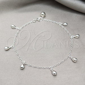 Sterling Silver Anklet — Charm Anklet Teardrop Design Polished 03. 01 MM — main product view — SKU 157930 | Plata 925 tobillera — Charm Anklet Teardrop diseño pulido 03. 01 MM — SKU 157930
