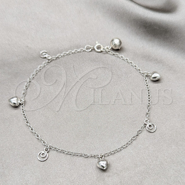 Sterling Silver Anklet — Charm Anklet Heart Design Polished 03. 01 MM — main product view — SKU 157931 | Plata 925 tobillera — Charm Anklet corazón diseño pulido 03. 01 MM — SKU 157931