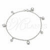 Sterling Silver Charm Anklet , Heart Design, Polished, Silver Finish, 03.409.0072.10 (01 MM Thickness, 10 Inches Length)