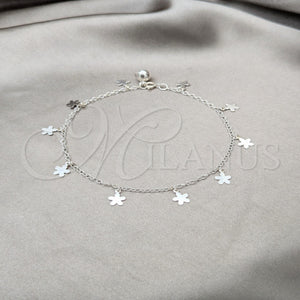 Sterling Silver Anklet — Charm Anklet Flower Design Polished 03. 01 MM — main product view — SKU 157932 | Plata 925 tobillera — Charm Anklet flor diseño pulido 03. 01 MM — SKU 157932