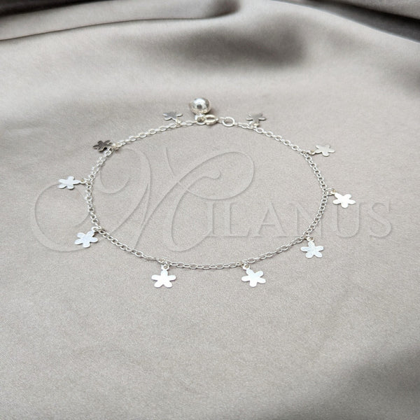 Sterling Silver Anklet — Charm Anklet Flower Design Polished 03. 01 MM — main product view — SKU 157932 | Plata 925 tobillera — Charm Anklet flor diseño pulido 03. 01 MM — SKU 157932