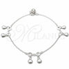 Sterling Silver Charm Anklet , Shell Design, Polished, Silver Finish, 03.409.0074.10 (01 MM Thickness, 10 Inches Length)