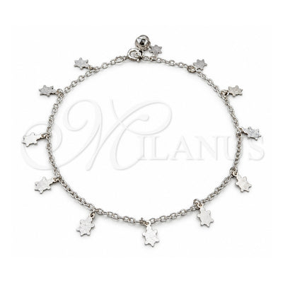 Sterling Silver Charm Anklet , Turtle Design, Polished, Silver Finish, 03.409.0075.10 (01 MM Thickness, 10 Inches Length)