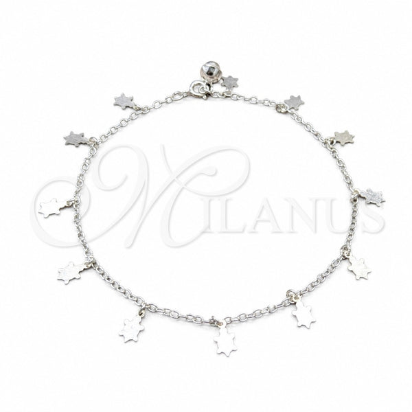 Sterling Silver Charm Anklet , Turtle Design, Polished, Silver Finish, 03.409.0075.10 (01 MM Thickness, 10 Inches Length)