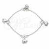 Sterling Silver Charm Bracelet, Elephant Design, Polished, Silver Finish, 03.409.0076.08 (01 MM Thickness, 8 Inches Length)