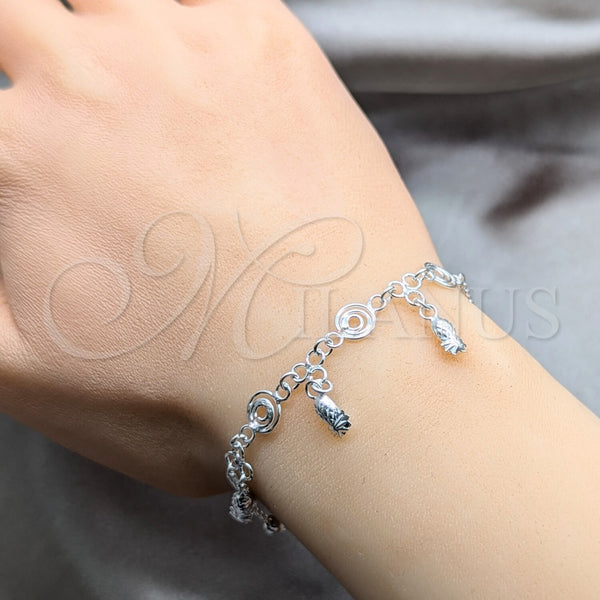 Sterling Silver Bracelet — Charm Bracelet Pineapple Design Polished 03. 01 MM — alternate product view — SKU 157936 | Plata 925 brazalete — Charm Bracelet Pineapple diseño pulido 03. 01 MM — SKU 157936