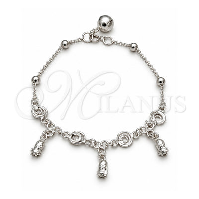 Sterling Silver Charm Bracelet, Pineapple Design, Polished, Silver Finish, 03.409.0077.08 (01 MM Thickness, 8 Inches Length)