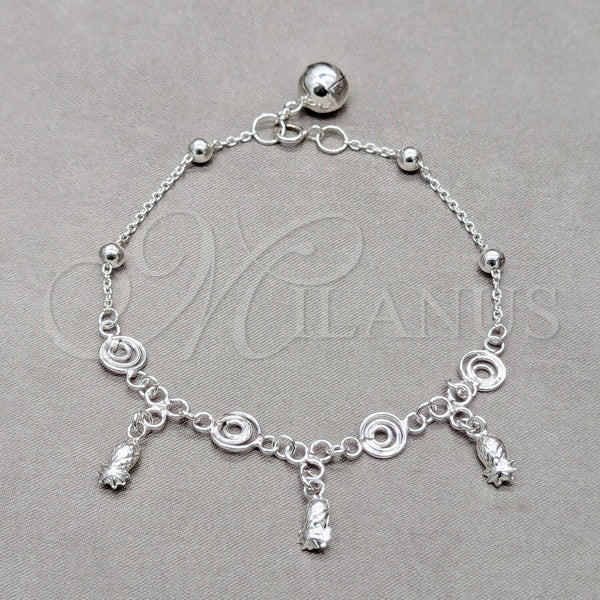 Sterling Silver Bracelet — Charm Bracelet Pineapple Design Polished 03. 01 MM — main product view — SKU 157936 | Plata 925 brazalete — Charm Bracelet Pineapple diseño pulido 03. 01 MM — SKU 157936