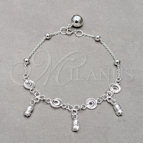 Sterling Silver Charm Bracelet, Pineapple Design, Polished, Silver Finish, 03.409.0077.08 (01 MM Thickness, 8 Inches Length)