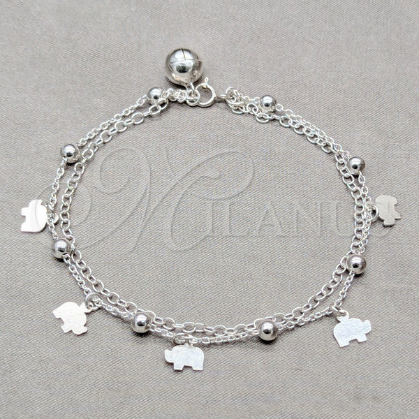 Sterling Silver Bracelet — Charm Bracelet Elephant Design Polished 03. 01 MM — main product view — SKU 157937 | Plata 925 brazalete — Charm Bracelet Elephant diseño pulido 03. 01 MM — SKU 157937