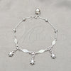 Sterling Silver Charm Bracelet, Turtle and Diamond Design, Polished, Silver Finish, 03.409.0079.08 (01 MM Thickness, 8 Inches Length)