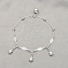 Sterling Silver Charm Bracelet, Turtle and Diamond Design, Polished, Silver Finish, 03.409.0079.08 (01 MM Thickness, 8 Inches Length)