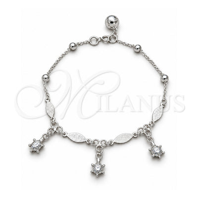 Sterling Silver Charm Bracelet, Turtle and Diamond Design, Polished, Silver Finish, 03.409.0079.08 (01 MM Thickness, 8 Inches Length)