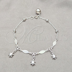 Sterling Silver Bracelet — Charm Bracelet Turtle and Diamond Design Polished 03. — main product view — SKU 157938 | Plata 925 brazalete — Charm Bracelet Turtle and Diamond diseño pulido 03. — SKU 157938