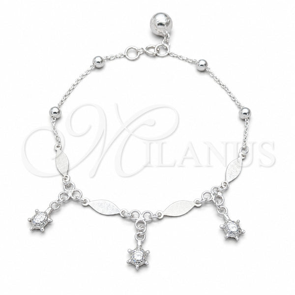 Sterling Silver Charm Bracelet, Turtle and Diamond Design, Polished, Silver Finish, 03.409.0079.08 (01 MM Thickness, 8 Inches Length)