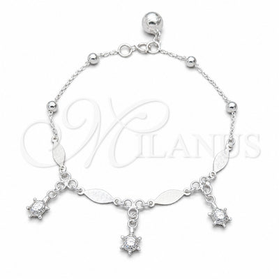 Sterling Silver Charm Bracelet, Turtle and Diamond Design, Polished, Silver Finish, 03.409.0079.08 (01 MM for wholesale, main product view