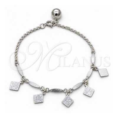 Sterling Silver Charm Bracelet, Polished, Silver Finish, 03.409.0080.08 (01 MM Thickness, 8 Inches Length)