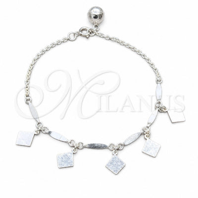 Sterling Silver Charm Bracelet, Polished, Silver Finish, 03.409.0080.08 (01 MM Thickness, 8 Inches Length) for wholesale, main product view